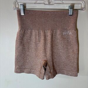 White Fox Active Seamless Ribbed High Waist Gym Shorts Brown Size Small